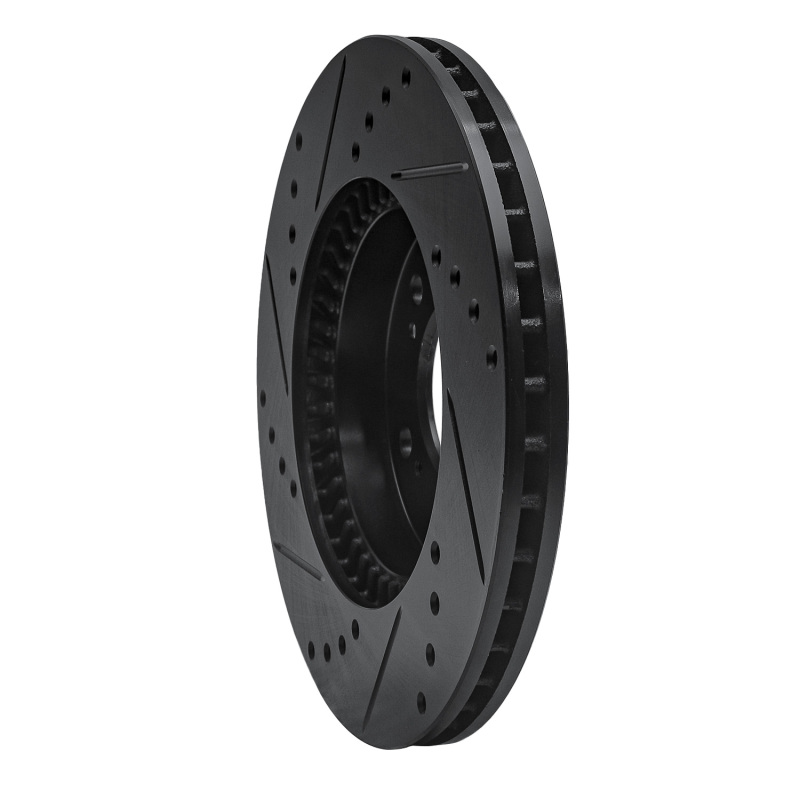 Acura Integra Brake Rotor (1) - Front Right - R1 Concepts - Drilled & Slotted - Black - `91-`01